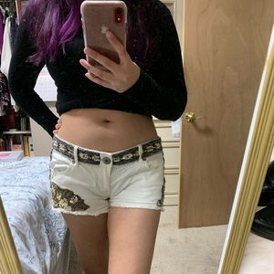 White beaded shorts from express